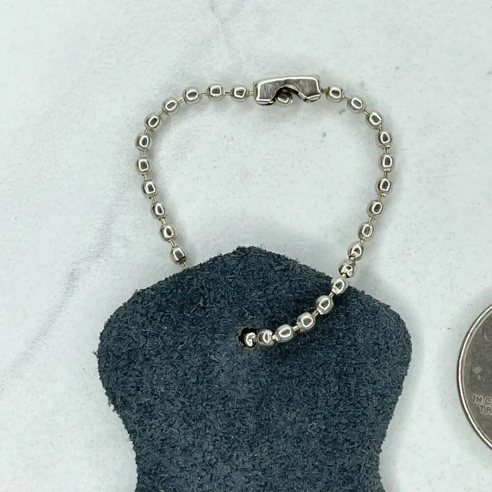 Black Genuine Leather Ball Chain Keychain Keyring